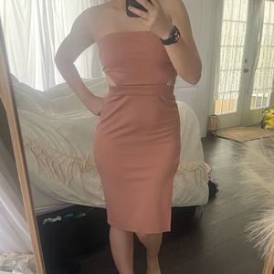 Tiger Mist Pink Blush Cutout Strapless Dress